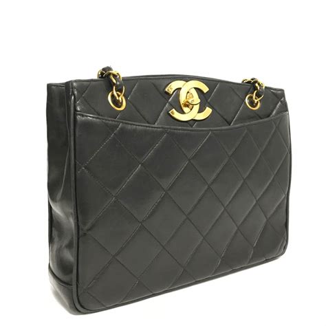 chanel black patent tote|chanel lambskin bag.